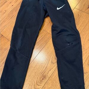 Nike Black Kids' Athletic Sweatpants with White Swoosh small